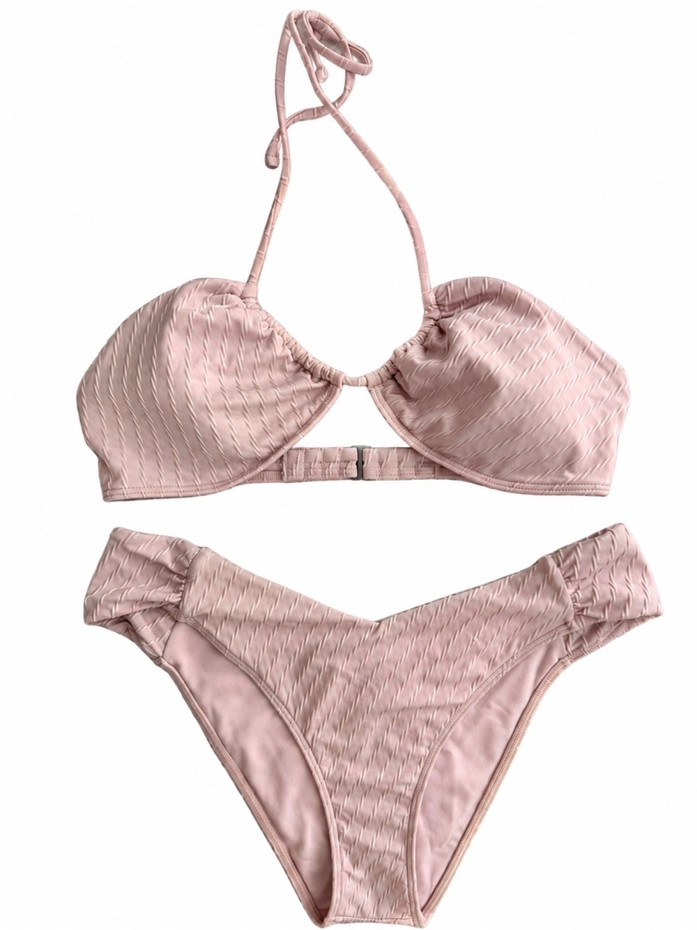 Abercrombie & Fitch Blush Pink Textured Bikini Set